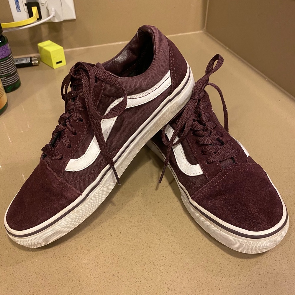 Burgundy old skool vans size 6.5